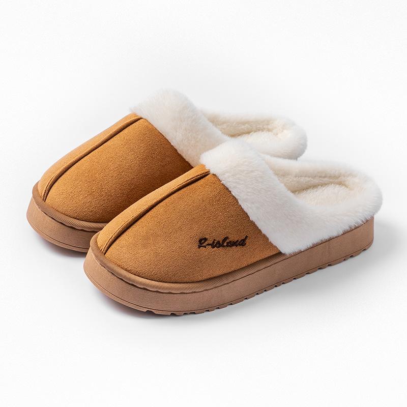 Cotton Slippers Home Autumn and Winter Shoes Plush Thick-soled Couple Cotton Shoes Non-slip Velvet Warm Cotton Mop