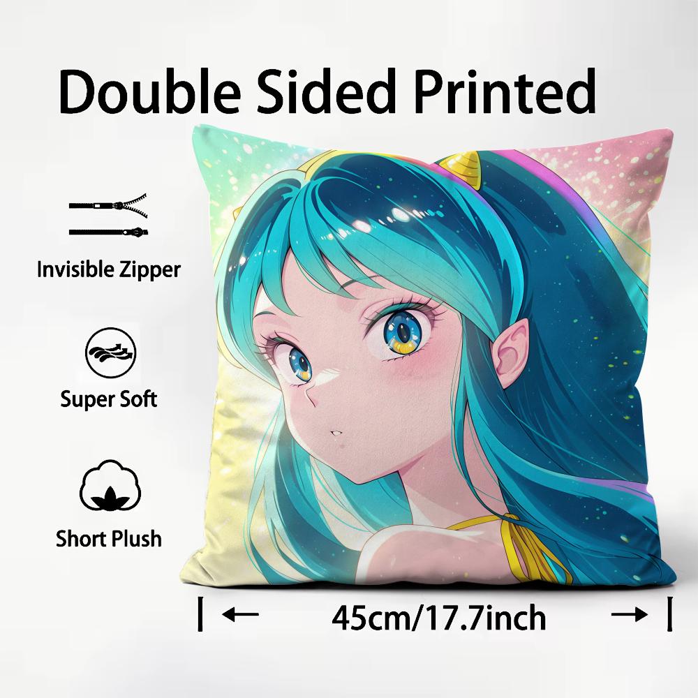 UUrusei YatsuraA Anime Cushion Cover Plush Fabric Soft DoubleSided Printed Sofa Warm Winter Home Child Gift Pillow Case