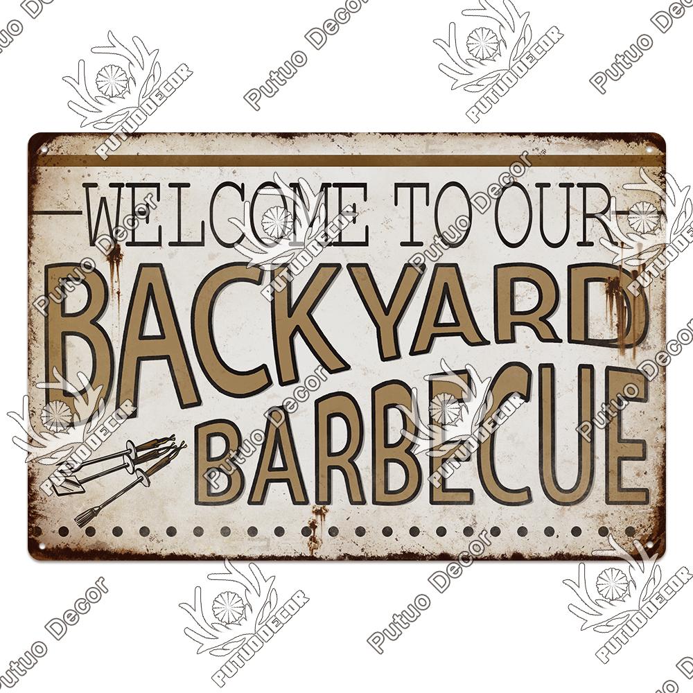 Putuo Decor BBQ Metal Sign Tin Plaque Vintage Metal Signs Iron Painting for Barbecue Bar Pub Kitchen Party Zone Wall Decor
