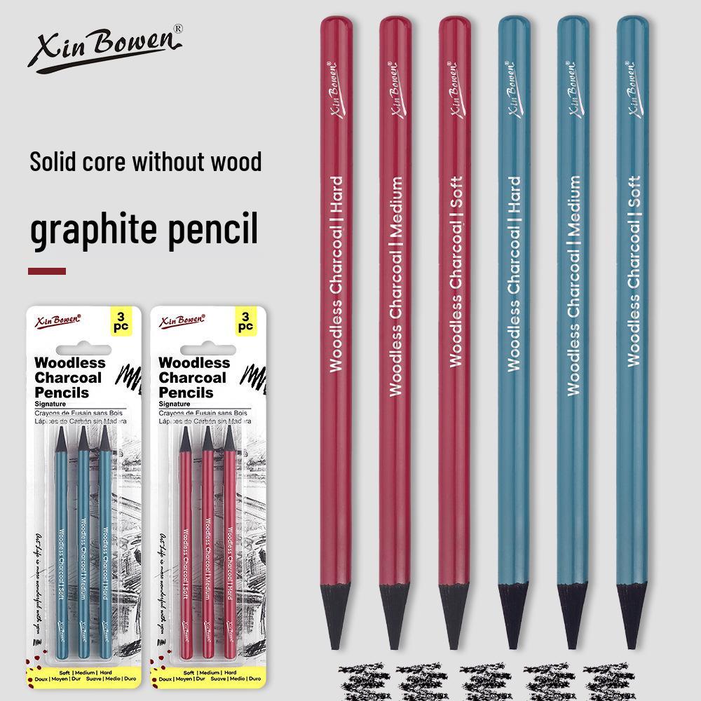 Graphite Charcoal Pencil Set - 6 Pieces: Hard, Medium & Soft for Art, Students & Sketching