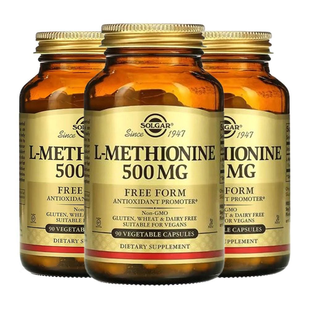 Solgar L-Methionine 500mg Vegetable Capsules 90 Tablets X 3 Pcs