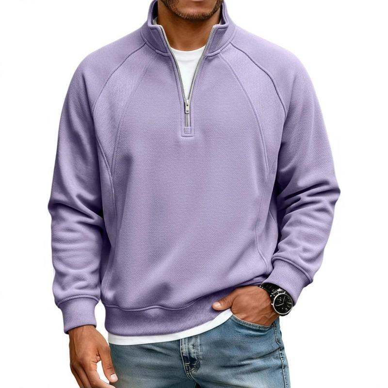 Men's Half Zip Sweatshirt Stand Collar Relaxed Fit Casual Pullover for Autumn Winter