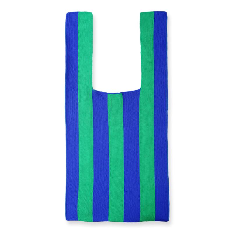 Knitted Fabric Women Handbag Stripes Design Eco Small Shopping Bag Decoration Purse Contrast Colors Woolen Cloth Tote For Ladies