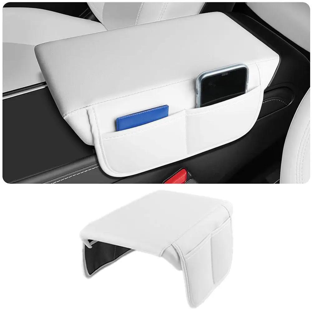 Car Armrest Cover Console Pad Cushion With Storage Pockets, Elbow Rest Protector Box Heightening Pad For Auto Center Consol G5D1