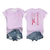 Women's Breast Ribbon Printed Casual Short Sleeve