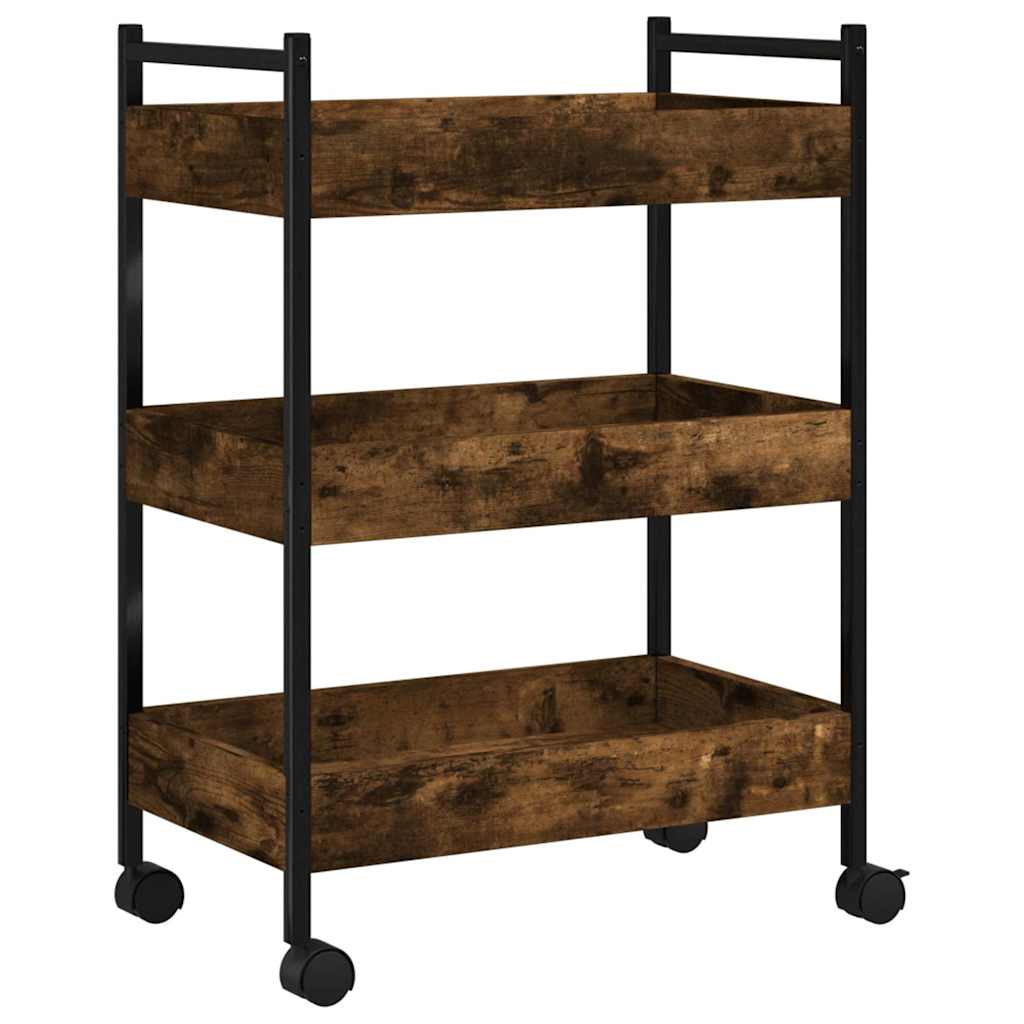 Kitchen Trolley Smoked Oak Finish 50 x 30 x 70 cm Engineered Wood