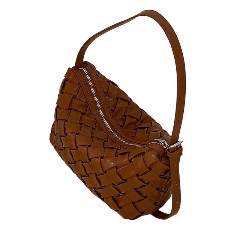 Woven Soft Leather Crossbody Bag Minimalist Chic Tote Daily Commute Urban Style