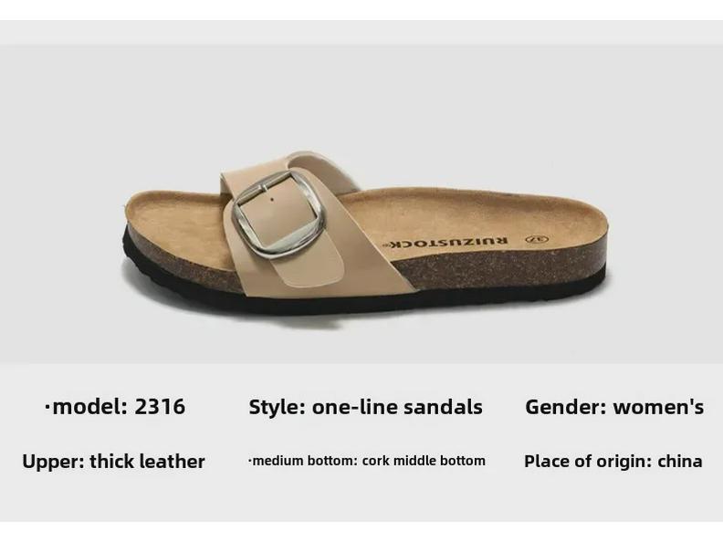 Ruizu Dámské letní korkové pantofle Trendy ležérní plážové sandály