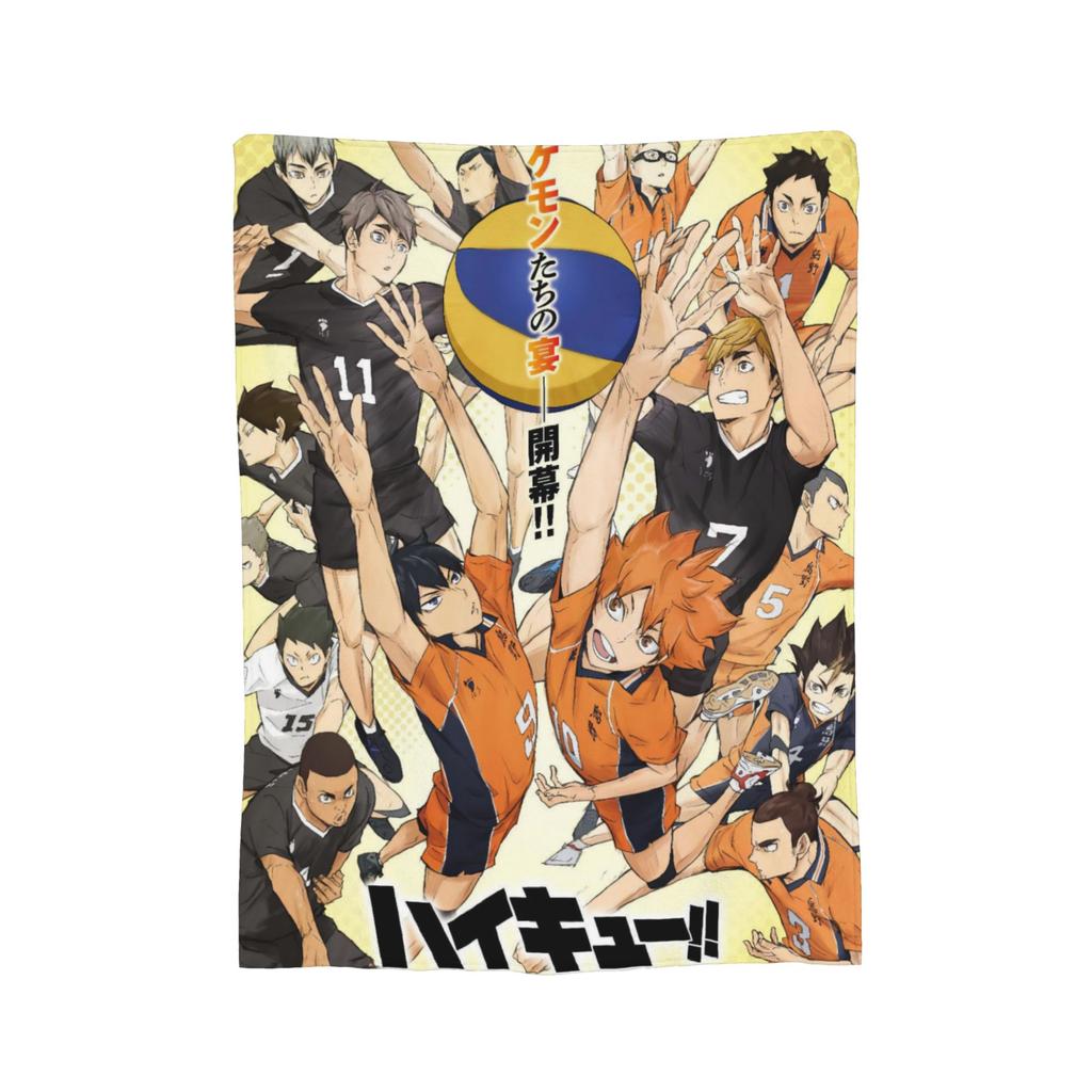 Haikyuu Japanese Anime Blanket Flannel Summer   Multifunction Ultra-Soft Throw Blanket for Home Couch Bedspreads