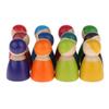 12 Pièces Poupées Chevilles en Bois Arc-en-ciel Figures Personnes Poupée pour Tout-petits Enfants, Parents-Enfants
