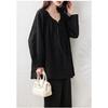 Elegant Plus Size Black Blouse for Women In Loose New Chinese Style with Long Sleeves