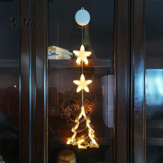 LED Window Decoration Star Moon Hanging Light, Warm String Lights, Christmas Tree Pendant Decorations Decorative Atmosphere Lamp for Home Holiday