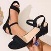 Fashion Plus Size Ladies Shoes 2025 Summer Open Toe Women's Sandals Outdoor Buckle Strap Round Toe Dress & Career Platform Wedge Sandals