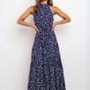Sexy Neck-mounted Dot Beach Dress For Holiday Summer Casual Sleeveless Floral Printed Long Dress Women Fashion Robe Femme 25765