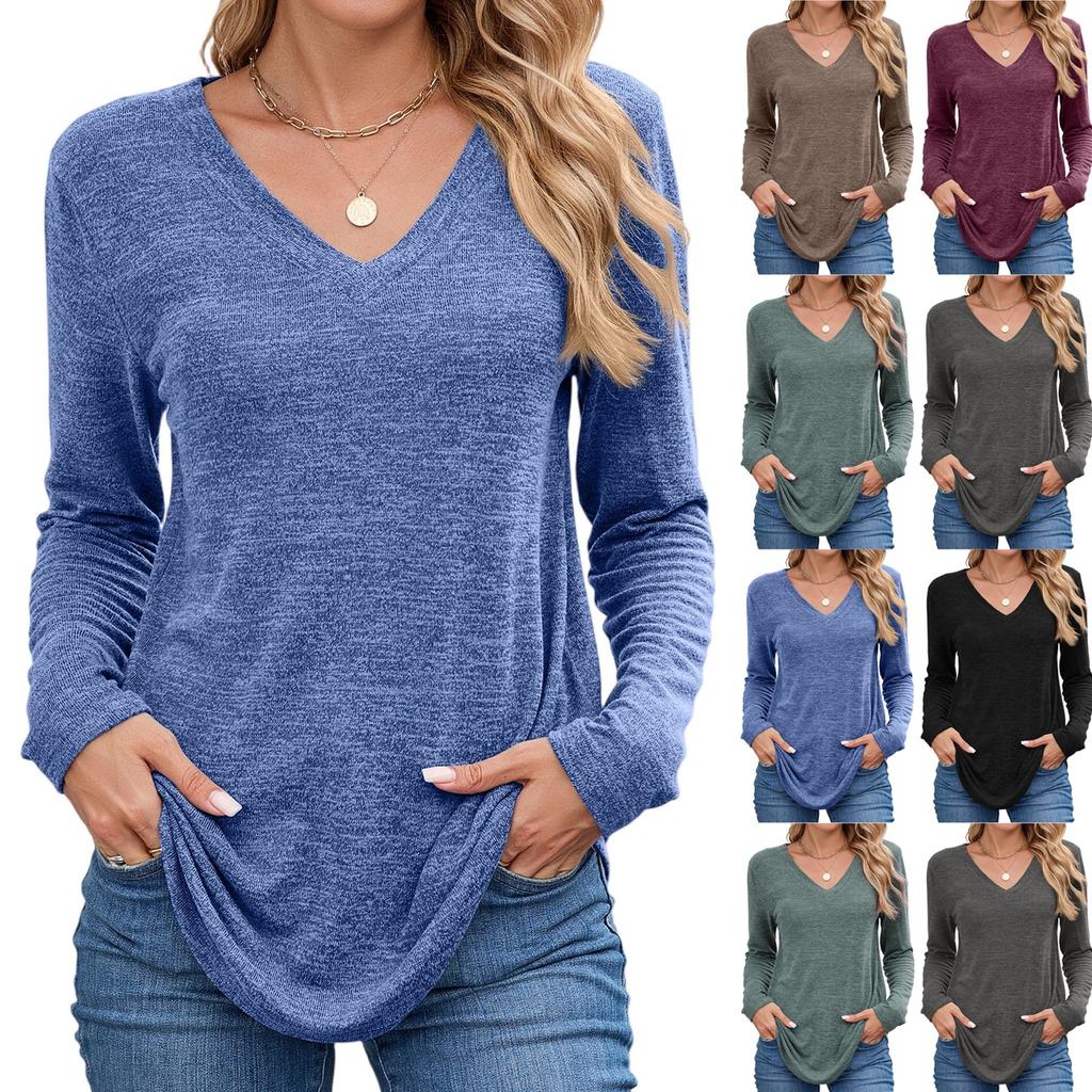 Women Tops Long Sleeve R-Neck Shirts Fall Fashion  Casual Business Tunic Blouses