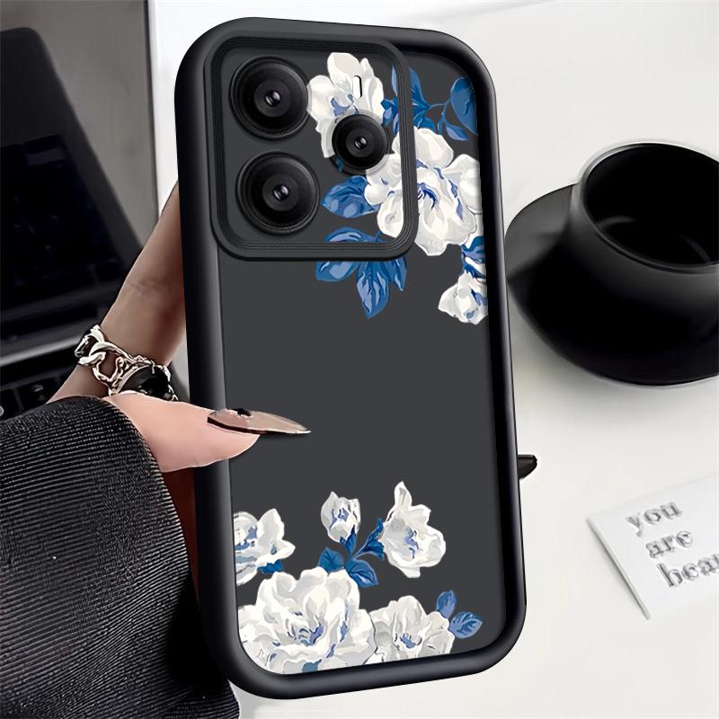 White Gardenia Floral Pattern Case For Xiaomi 14T 13T 11T Pro Funda Redmi Note 14 13 Pro 5G 4G 12 11 Shockproof Bumper Silicone Cover