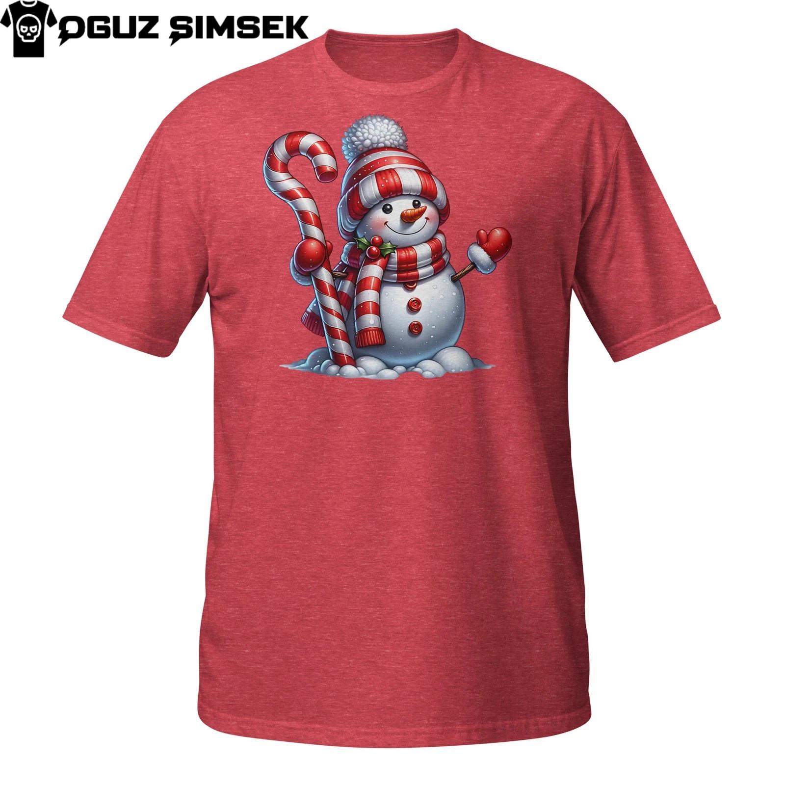 Christmas Snowman Shirt – Candy Cane and Winter Beanie Holiday T-Shirt Mens Womens Tees Top 3XL