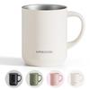 HAGOOGI Mug with Keeps Hot or Vacuum Insulated Ceramic Double Simple and Perfect for Home or Stainless Steel Coffee Day White Lid, Cold, 360ml, Mug,