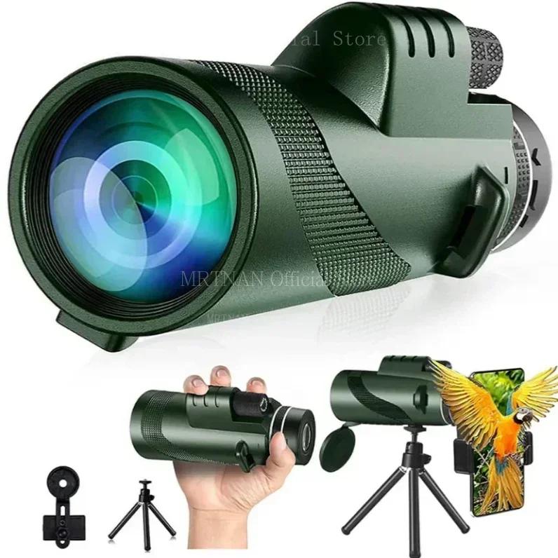 80X100 HD Monokulares Teleskop Zoom mit großer Reichweite mit Stativ Telefonclip für Outdoor Jagd Camping Tourismus