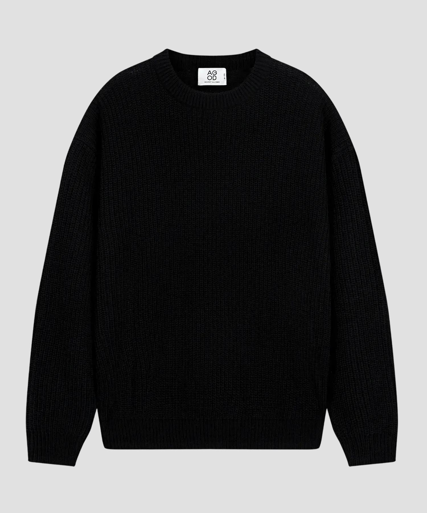 Age O.D. Crew Neck Rib Oversized Hazzi Knit [Black] Black/M