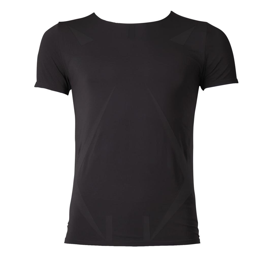 DERIT TECH Recovery Wear Black Short Sleeve Shirt with Cool Neck Men's (L)