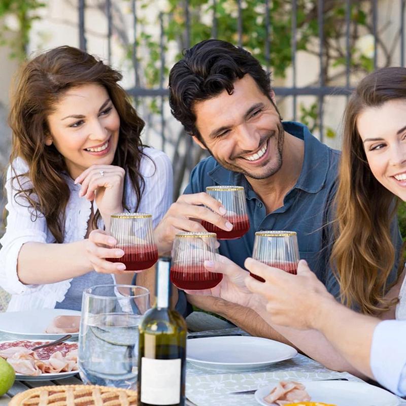 14Oz Disposable Wine Glasses Unbreakable Clear Plastic Cocktail Glasses Wine Cups For Party Birthday Gathering Bars