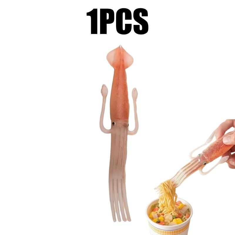 Adorable Japanese Inspired Cartoon Squid Fork Stylish Dorm Essential Ergonomic Handheld Squid Fork Great for Ramen and Snacks