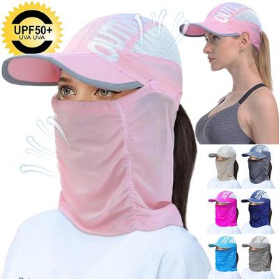 Sonnenhüte für Damen, UV-Schutz, faltbar, breite Krempe, Outdoor-Angelhut mit Gesichts- und Nackenschutz, Klappe, atmungsaktive Netzkappe