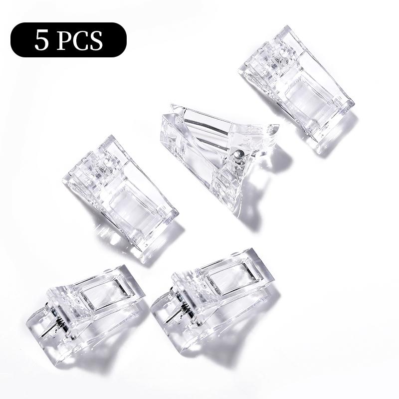 

Акриловые зажимы для ногтей, УФ-гель-лак, советы по быстрому наращиванию, зажимы для ногтей, наращивание гель-лака, УФ-лампы, набор инструментов для маникюра и дизайна ногтей 5pcs прозрачный