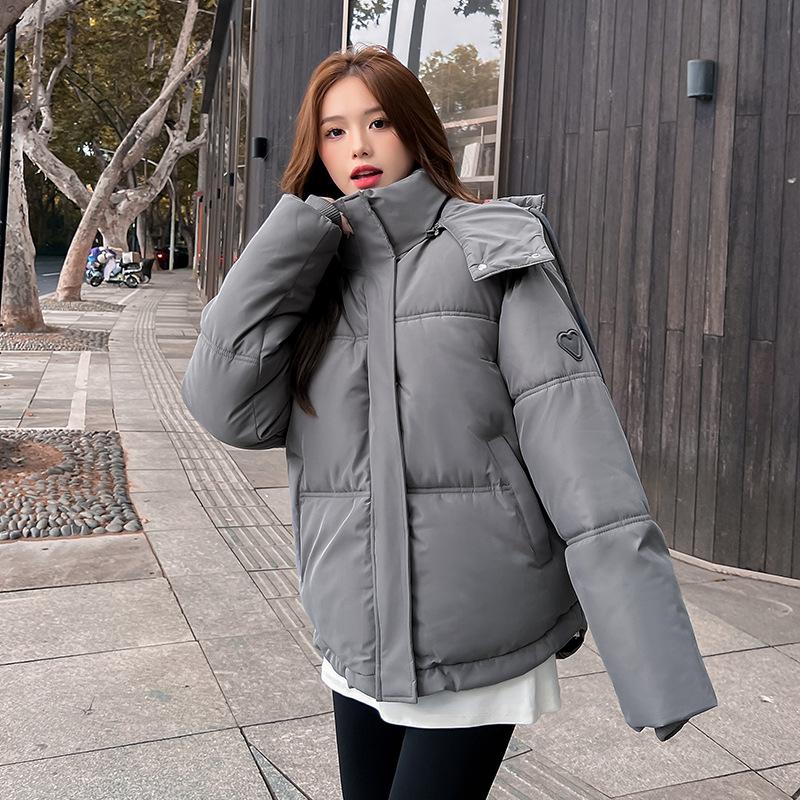 

Новая женская куртка-браслет Love, короткая свободная куртка с хлопковой подкладкой, модная утолщенная куртка с хлопковой подкладкой S серый