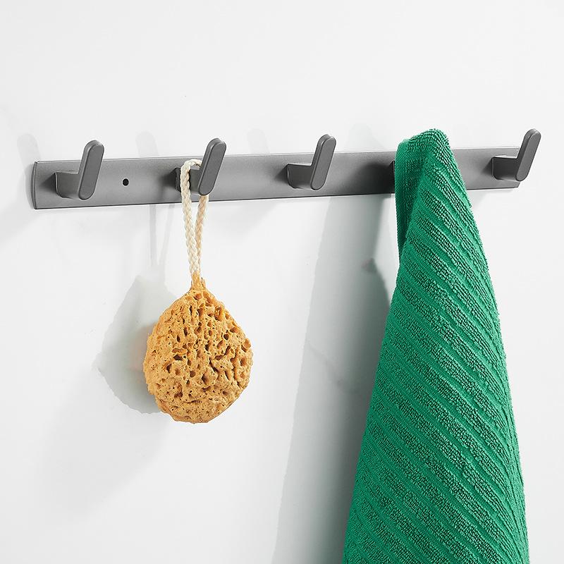 Gray Towel Hooks Wall Mounted Robe Hooks Aluminum Alloy Towel Holder Bathroom Hook New Arrival Breif 3-6 Hooks