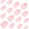 Klasické francouzské bílé nositelné nehty Valentýn Mašle Nail Art Umělé nehty Střední a krátké čtvercové nositelné nehtové dílky