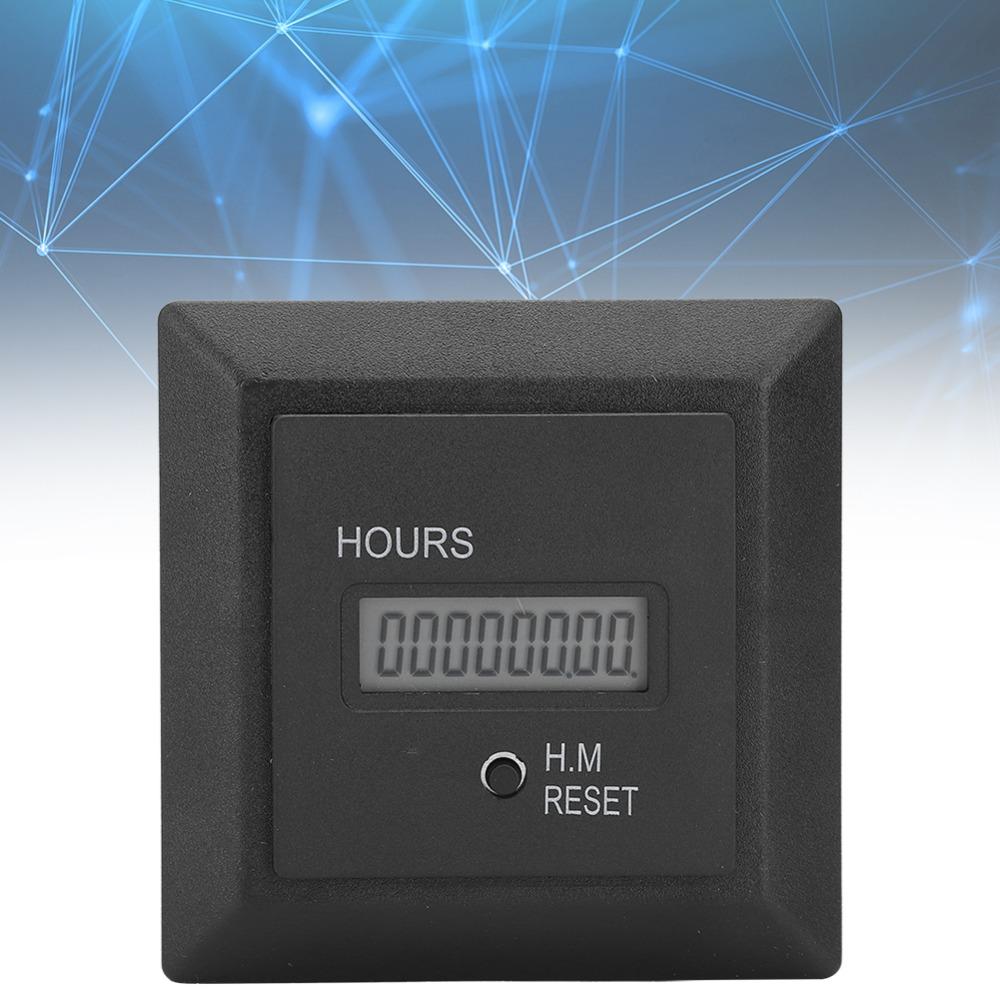AC 100-240V Digital Display Hour Meter 0 To 999999 Hours 59 Minutes 50/60HZ Hour Timer 72 X 72mm ABS Material