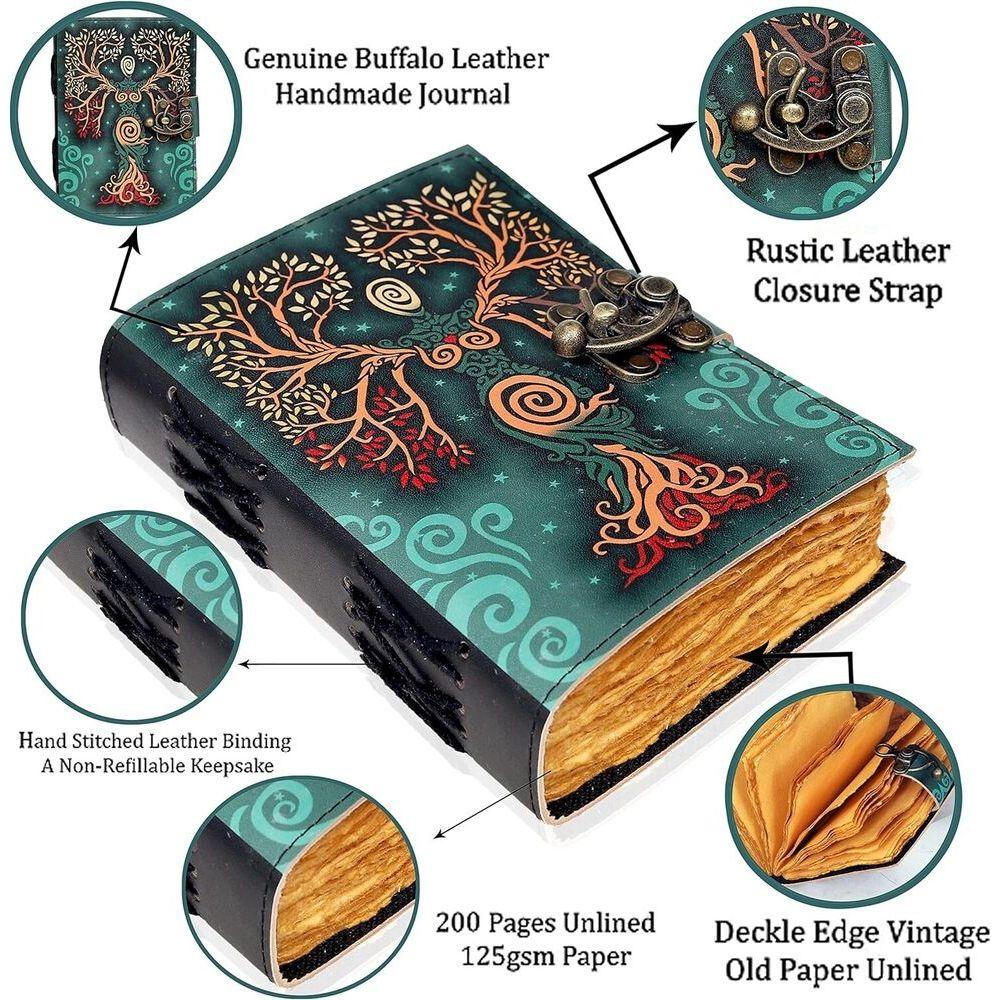 Blank Green Spell Book Of Shadows Journal With Lock Clasp Prop Hocus Poc