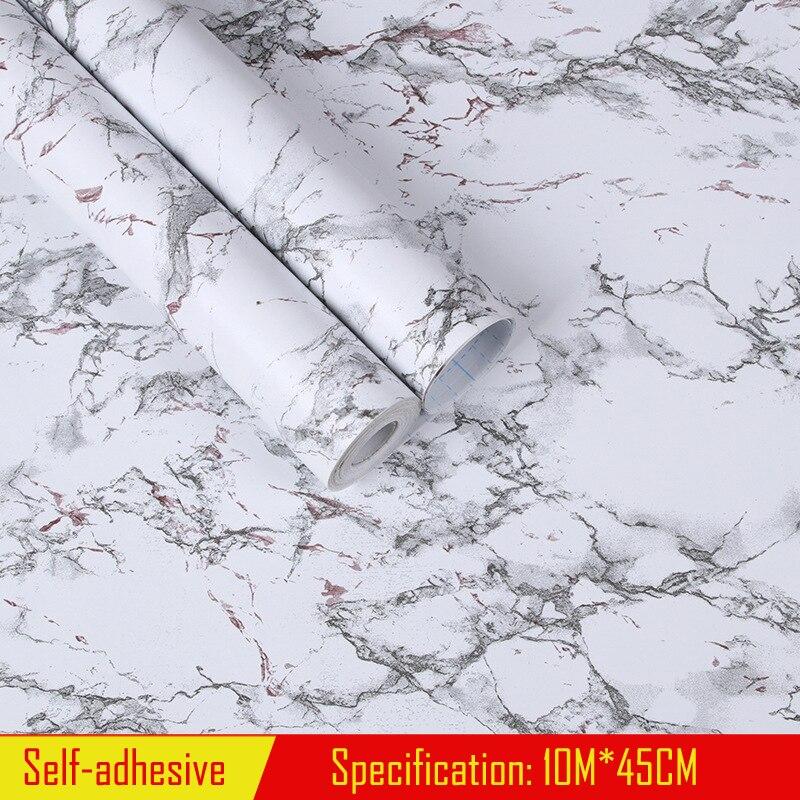 Waterproof Oil-proof Grey Marble Wallpaper Contact Paper Wall Stickers PVC Self Adhesive Bathroom Kitchen Countertop Home Improvement