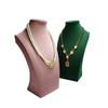 Wooden Thick Neck Jewelry Necklace Pendant Storage Display Stand White Leather Green Pink Purple Velvet Jewelry Display Props