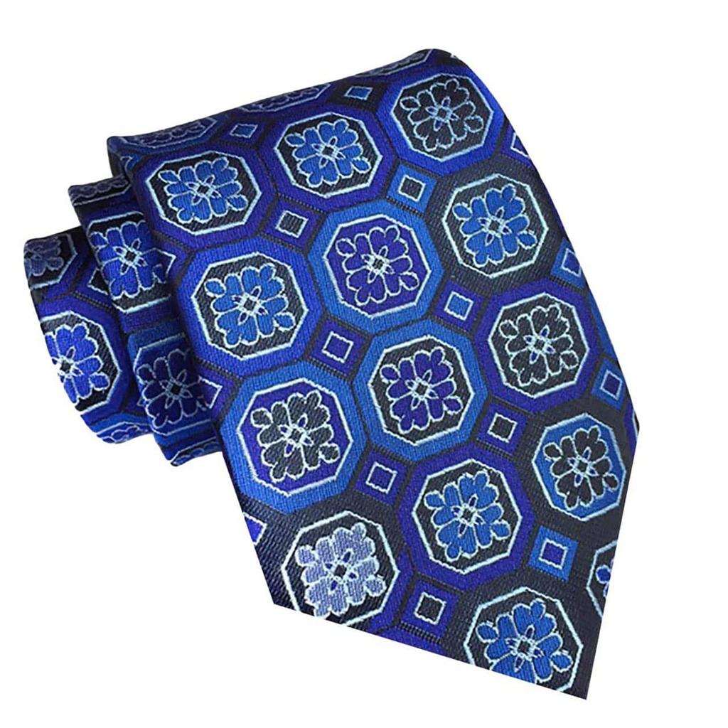BUZZxSELECTION Men's Tie, Paisley Pattern, Casual & Stylish, Suitable for Suits and Business, NT009 (02 Blue)