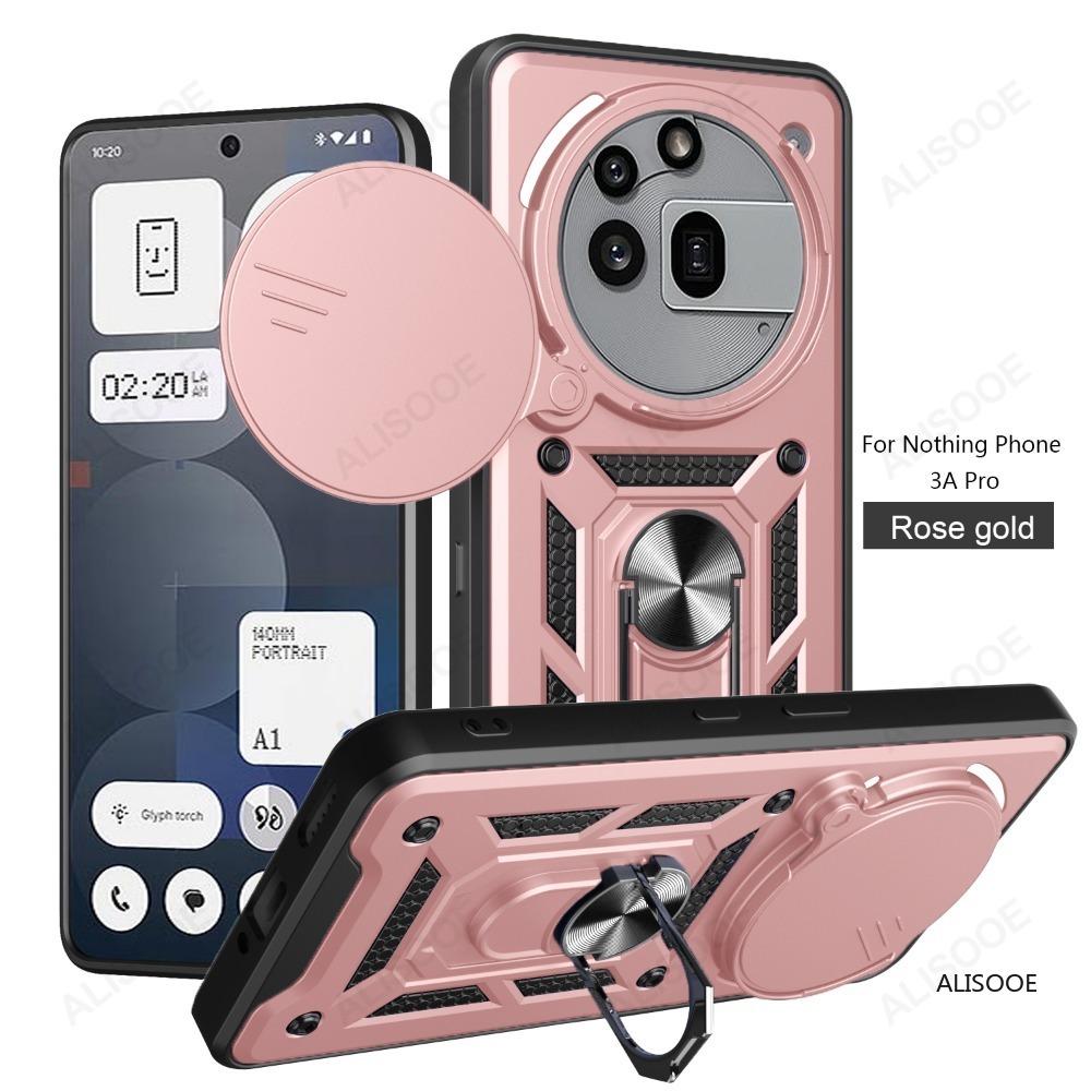

Чехол для Nothing Phone 3A Pro Case Слайд Защита камеры Кольцо-подставка Противоударная задняя крышка для NothingPhone 3A Pro Capa Funda Nothing Phone 3A Pro розового золота