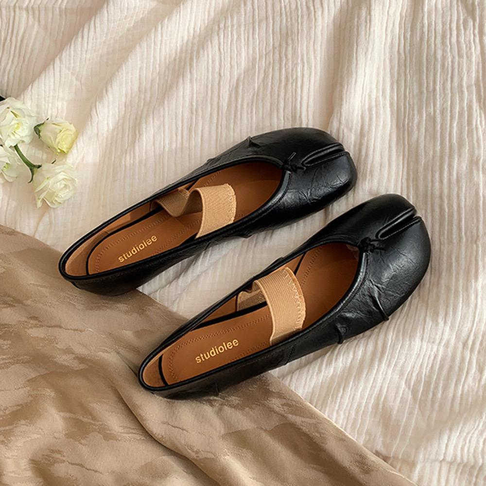 Modische Tabi-Ninja-Schuhe für Damen, runde Sandalen mit geteilter Zehenpartie, flacher dicker Absatz, einzelner mittelhoher Absatz, Mary Janes-Schuhe, Damenpumps