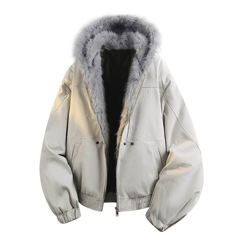 

Zuoshandiao Men s Autumn Winter Thickened Cotton Jacket - Warm, Trendy Bread Style for Couples. M брудно-білий