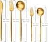 JANKNG 5pcs Heavy Matte Gold Dinnerware 304 Stainless Steel Silverware Set Flatware Sets Kitchen Utensil Cutlery Silverware Flatware Set