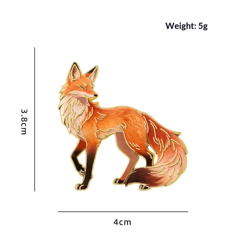 Cartoon Fox Pin Enamel Cute Fox Animal Metal Pin For Clothes Backpack Lapel Badge Brooch Friends Gifts