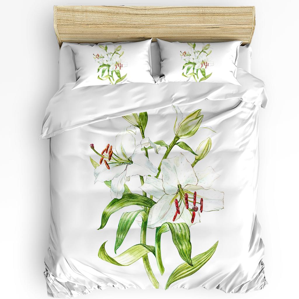 Lily Flowers Retro Duvet Cover Bed Bedding Set For Double Home Textile Quilt Cover Pillowcases Bedroom Bedding Set (No Sheet)