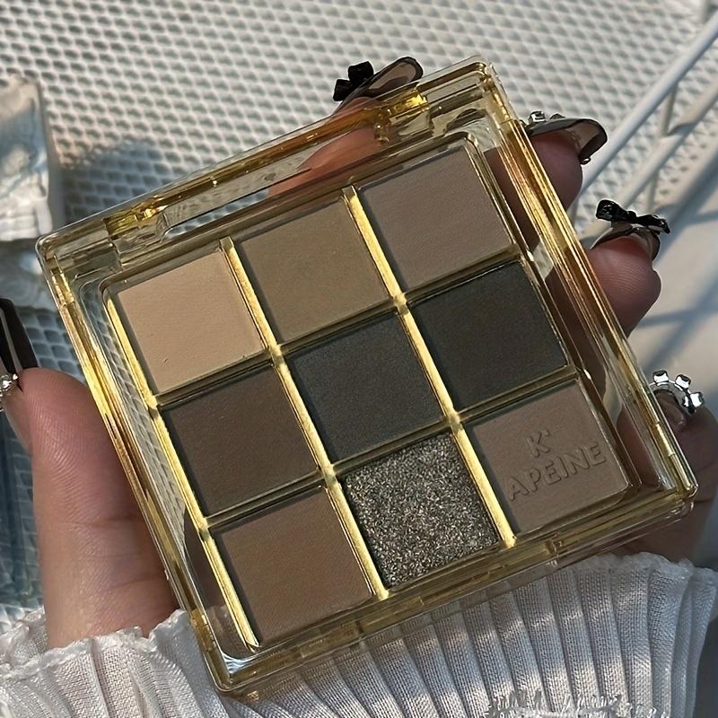 9 Colors Matte Eyeshadow Palette, Earthy Tones with Black and Brown, Waterproof & Sweat-Resistant, Suitable for Cold Light Beige Types