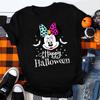 Halloween Trendy Casual Tshirt Unisex Pattern Cartoon Tshirt Holiday Atmosphere Holiday Costume Black Tops Autumn