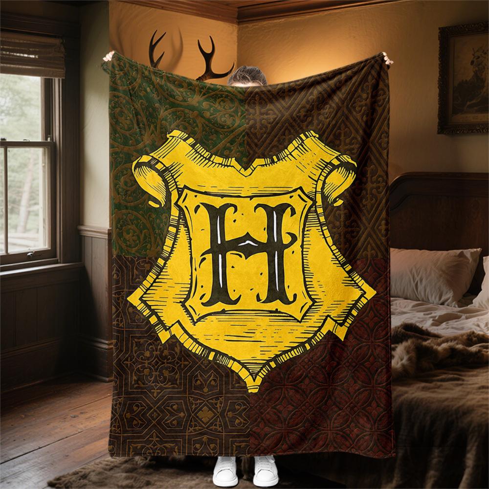 1pc Hufflepuff shield crest Outdoor Flannel Throw Blanket All Season Soft Warmth,Home Decor 1031236