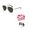 GUCCI Golden Frame Green Lens Aviator Sunglasses with Enamel Craftsmanship Men's