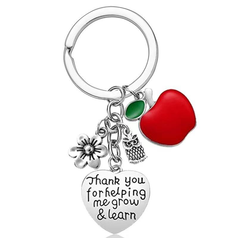 Teacher's Day Apple Laser Alloy Keychain & Bag Tag Pendant