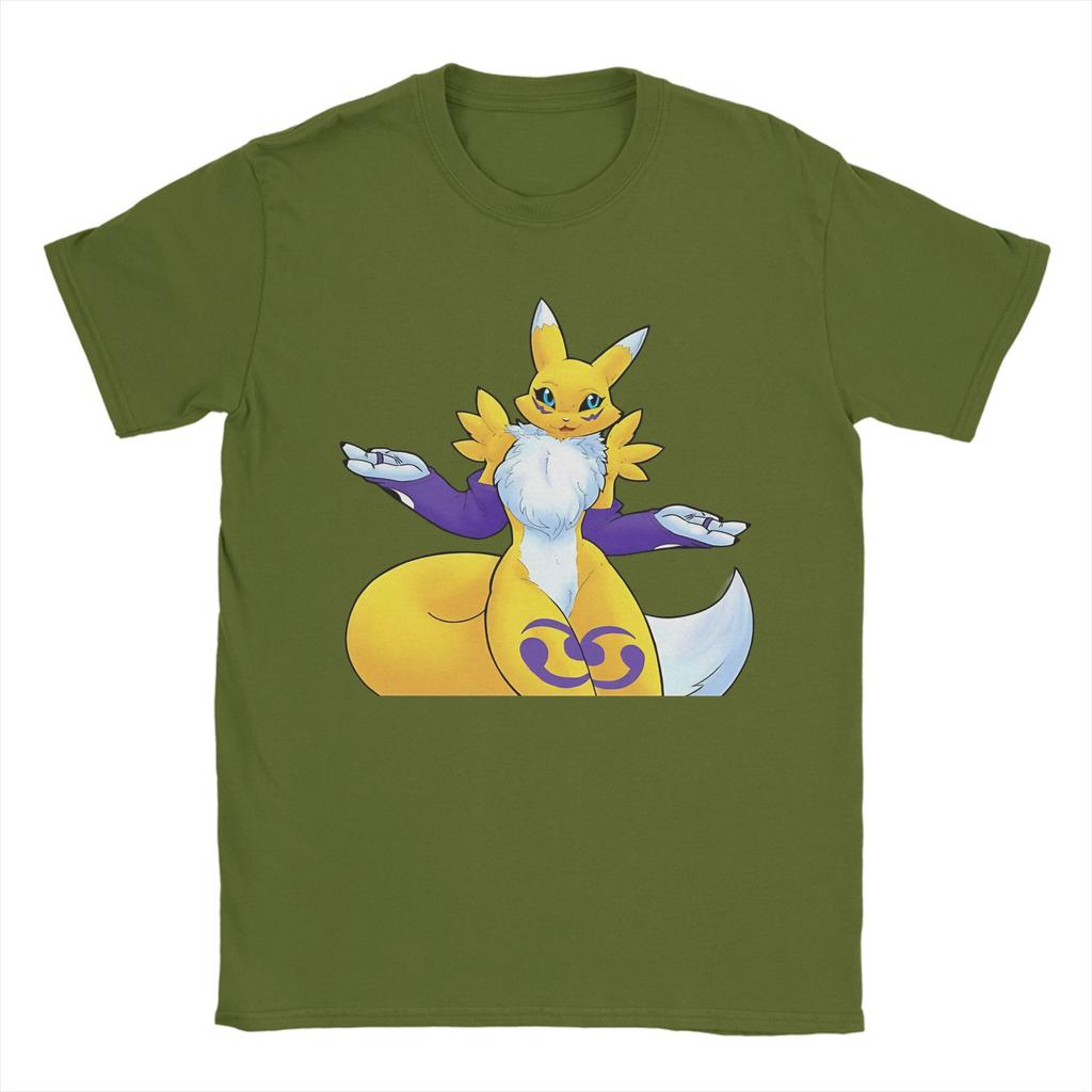 Streetwear Tshirt Renamon Classic Pose Pure Cotton T Shirts Novelty Tee Shirt For Unisex Beach Y2k Casual Short Sleeve Tees