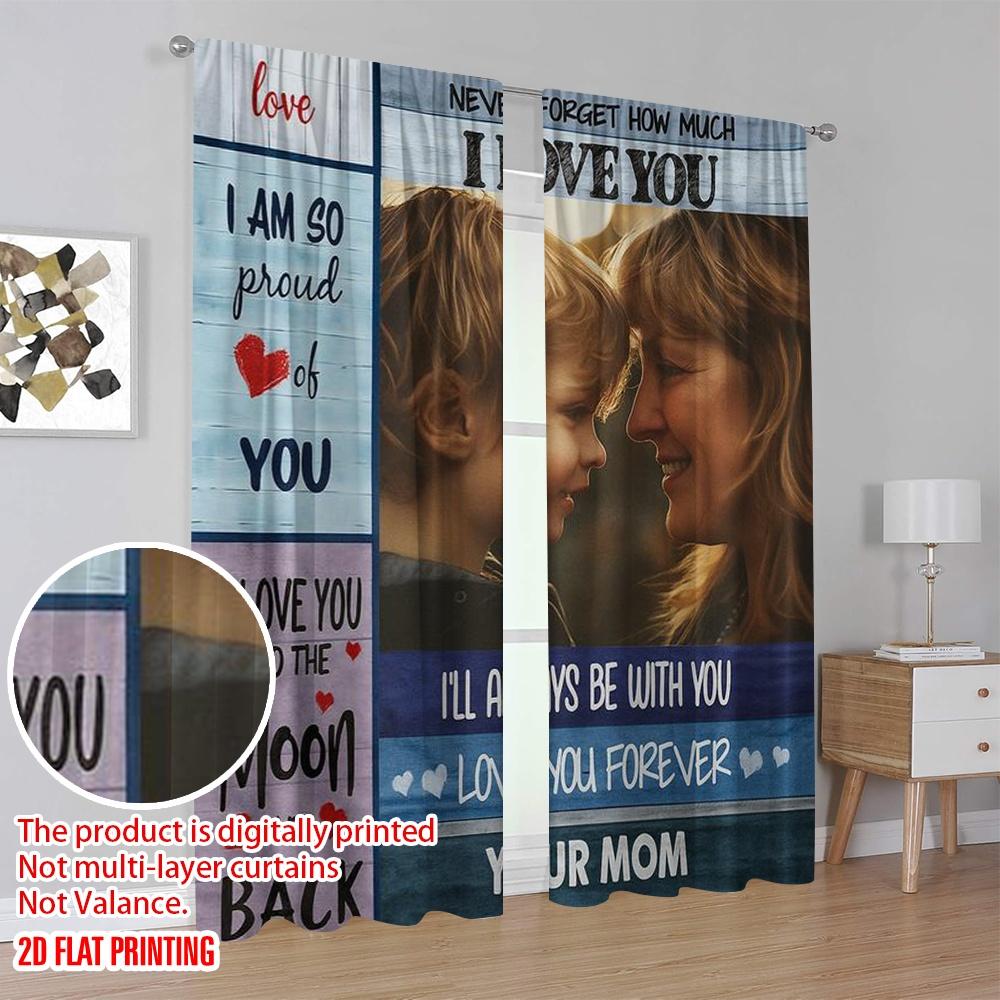 2Pcs,2D Plane Printing Light Filtering Curtains To My Son Blanket Polyester Woven (Without Rod) Outdoor Decorations For Bedroom
